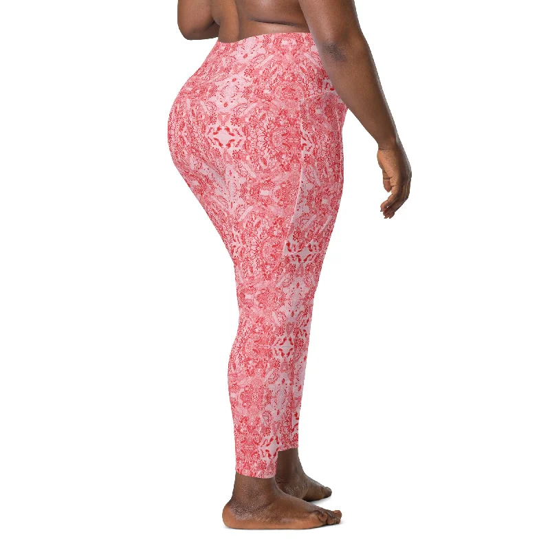 Pink Palcades Yoga Leggings with pockets, Plus Size & Petite size