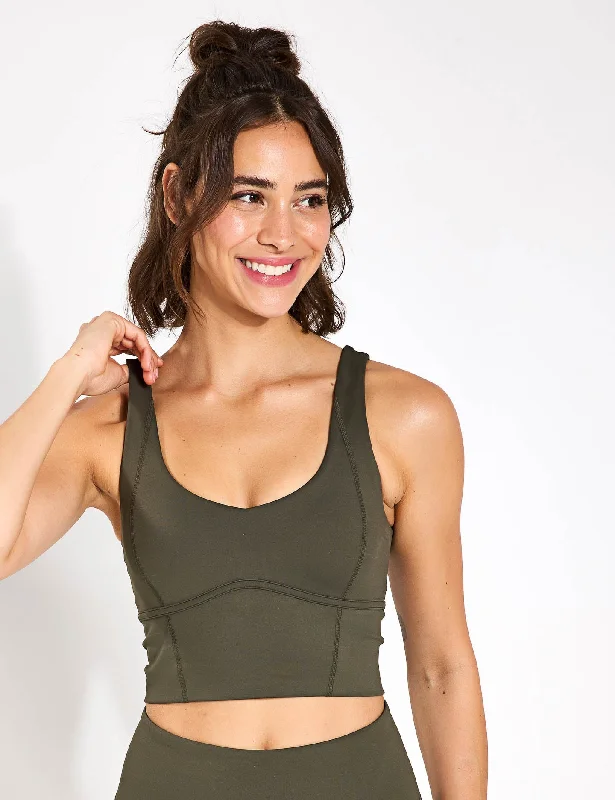 Ava Long Sports Bra - Army Green