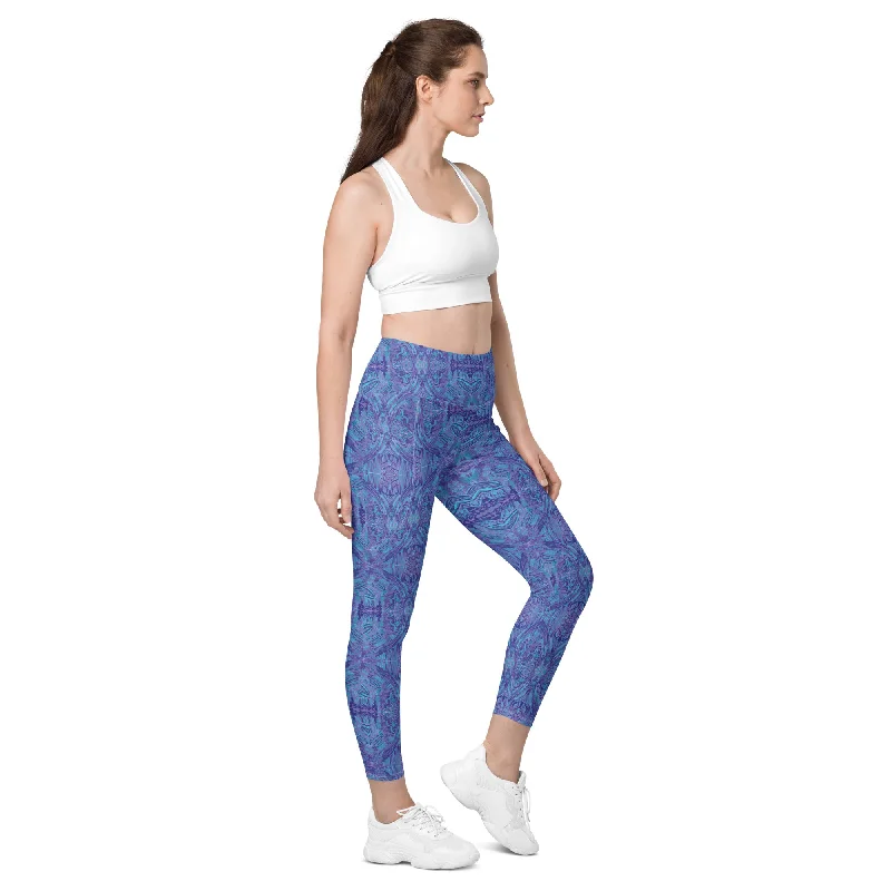 Blue green gardens High-waisted Yoga Leggings with pockets, plus size avaiable up to 6X