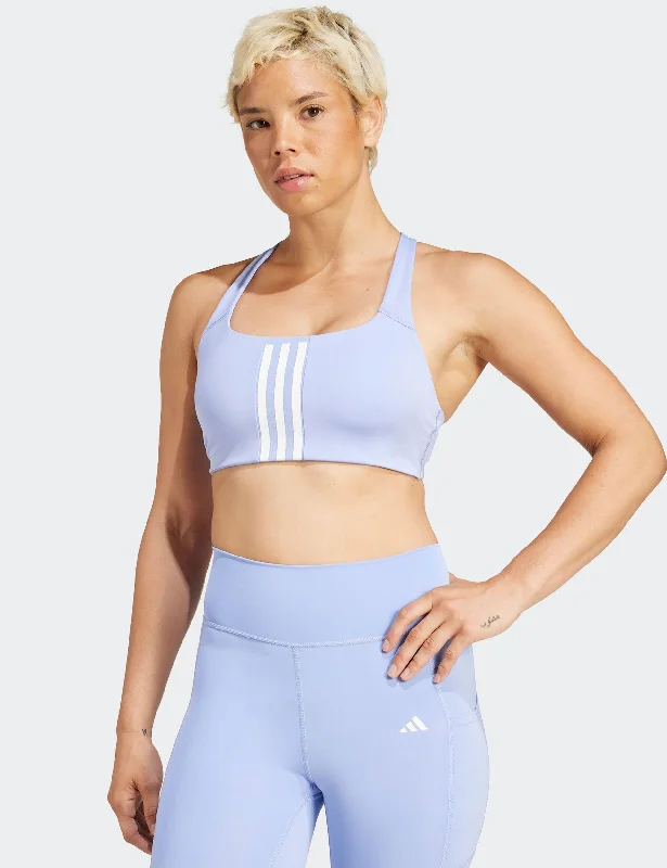 Powerimpact Training Medium-Support 3-Stripes Bra - Blue Spark