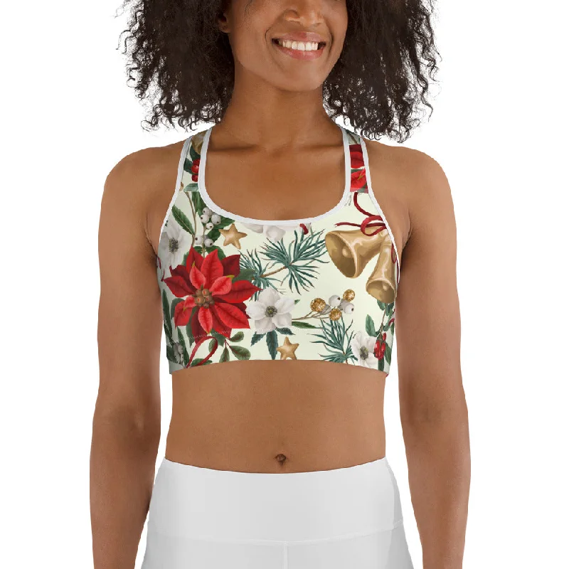 Festive Floral Delight Sports Bra