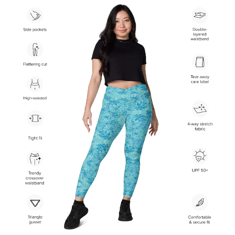 Cold blue waters Crossover leggings with pockets