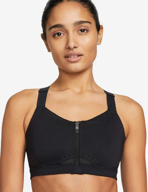 Dri-FIT Alpha Padded Zip-Front Sports Bra - Black/Dark Smoke Grey