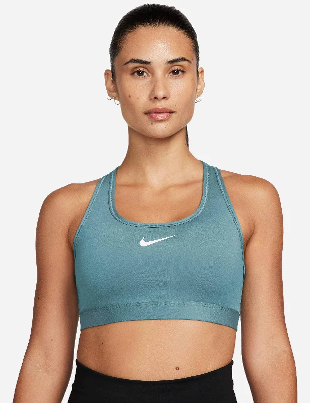 Swoosh Medium Support Bra - Denim Turquoise/White