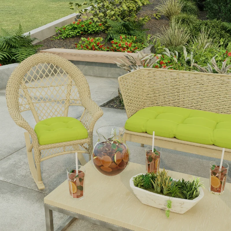 18" x 18" Green Solid Contoured Outdoor Wicker Seat Cushion - Set of 2 - 18'' L x 18'' W x 4'' H