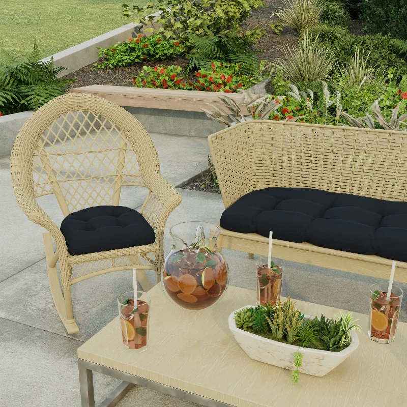 18" x 18" Navy Solid Contoured Outdoor Wicker Seat Cushion - Set of 2 - 18'' L x 18'' W x 4'' H