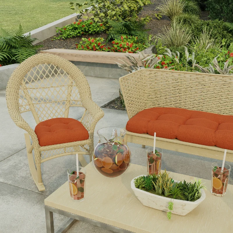 18" x 18" Red Solid Contoured Outdoor Wicker Seat Cushion - Set of 2 - 18'' L x 18'' W x 4'' H