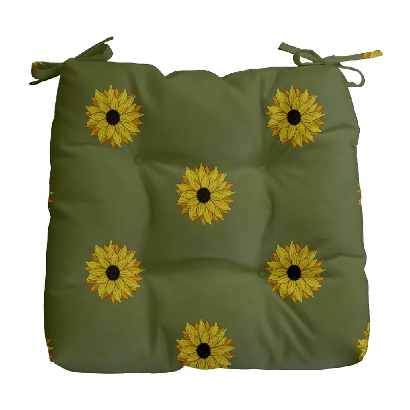 19 x 18-inch Sunflower Frenzy Floral Print Outdoor Seat Cushion