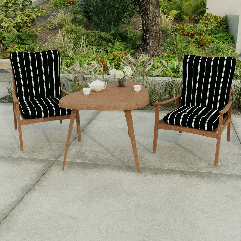 21" x 38" Black Stripe Outdoor Chair Cushion with Ties and Loop - 38'' L x 21'' W x 3.5'' H