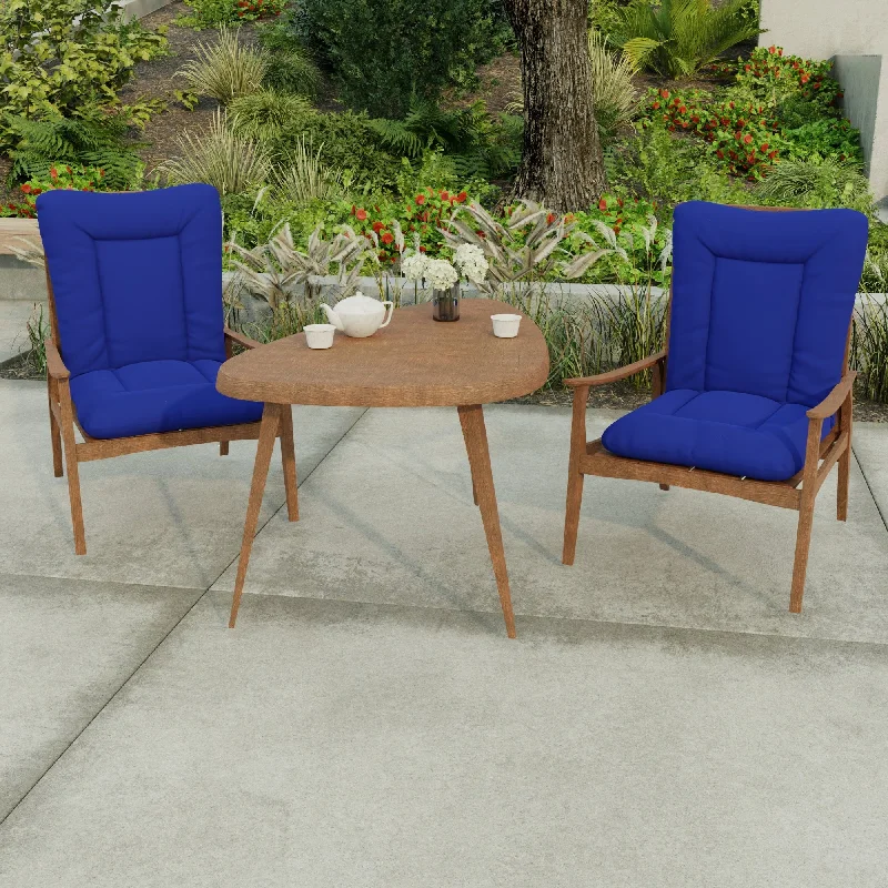 21" x 38" Blue Solid Outdoor Chair Cushion with Ties and Loop - 38'' L x 21'' W x 3.5'' H