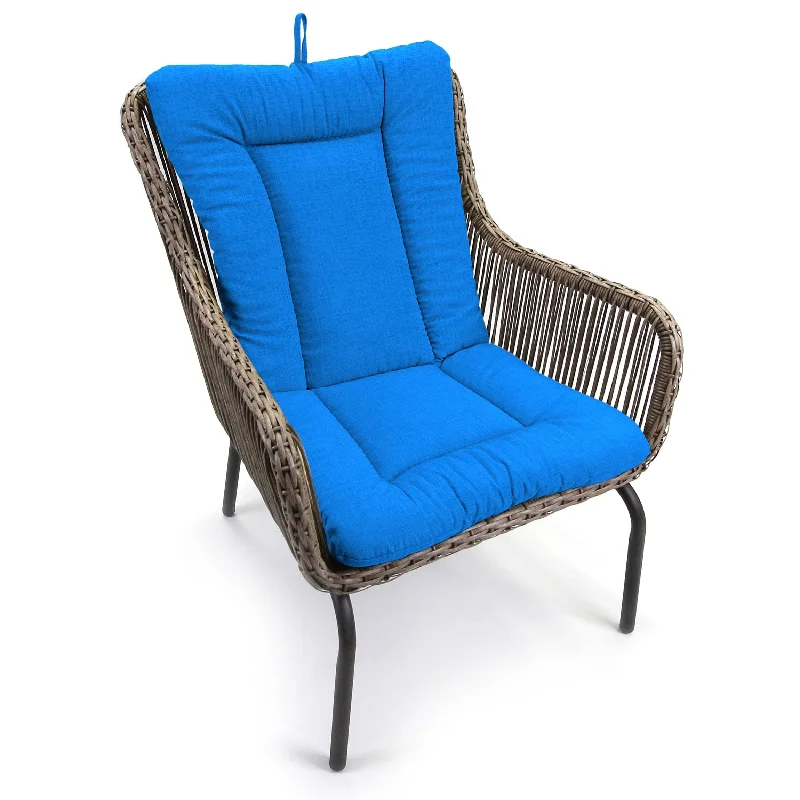 21" x 38" Blue Solid Outdoor Chair Cushion with Ties and Loop - 38'' L x 21'' W x 3.5'' H