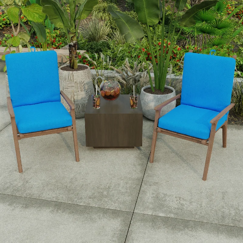 21" x 44" Blue Solid Outdoor Chair Cushion with Ties and Loop - 44'' L x 21'' W x 3.5'' H