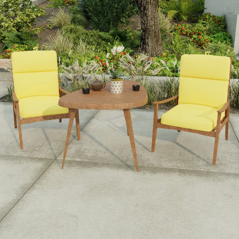 22" x 44" Yellow Solid Outdoor Chair Cushion with Ties and Loop - 44'' L x 22'' W x 4'' H