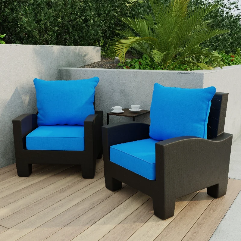 24" x 47" Blue Solid Outdoor Deep Seat Cushion Set with Welt - 46.5'' L x 24'' W x 6'' H