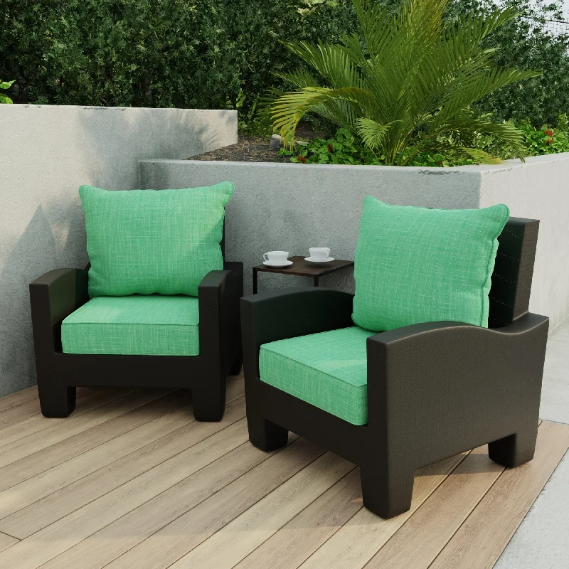 24" x 47" Green Solid Outdoor Deep Seat Cushion Set with Welt - 46.5'' L x 24'' W x 6'' H