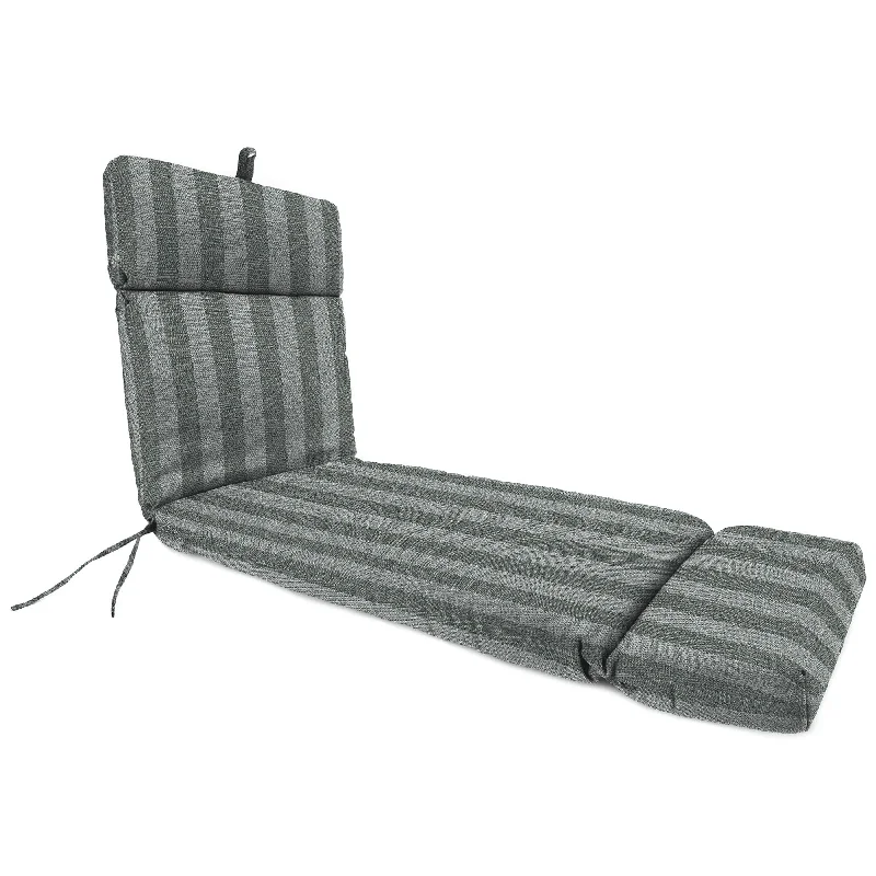 72" x 22" Grey Stripe Outdoor Chaise Lounge Cushion with Ties and Loop - 72'' L x 22'' W x 3.5'' H