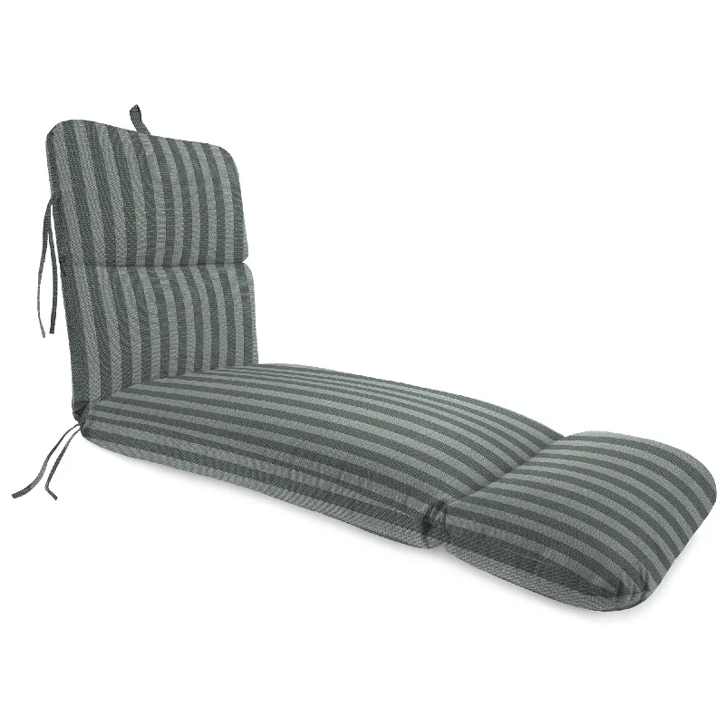 74" x 22" Grey Stripe Outdoor Chaise Lounge Cushion with Ties and Loop - 74'' L x 22'' W x 5'' H