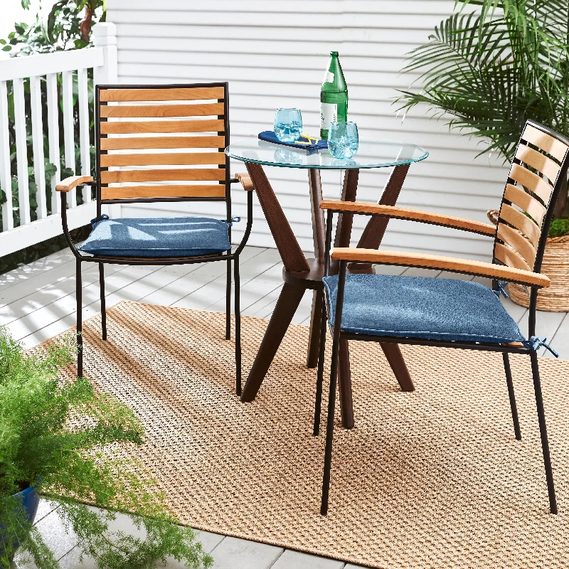 Blue Indoor/ Outdoor Corded Chair Pad Set (Set of 2)