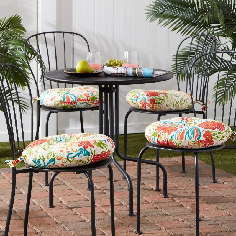 Breeze Floral 15-inch Round Outdoor Bistro Chair Cushion (Set of 4)