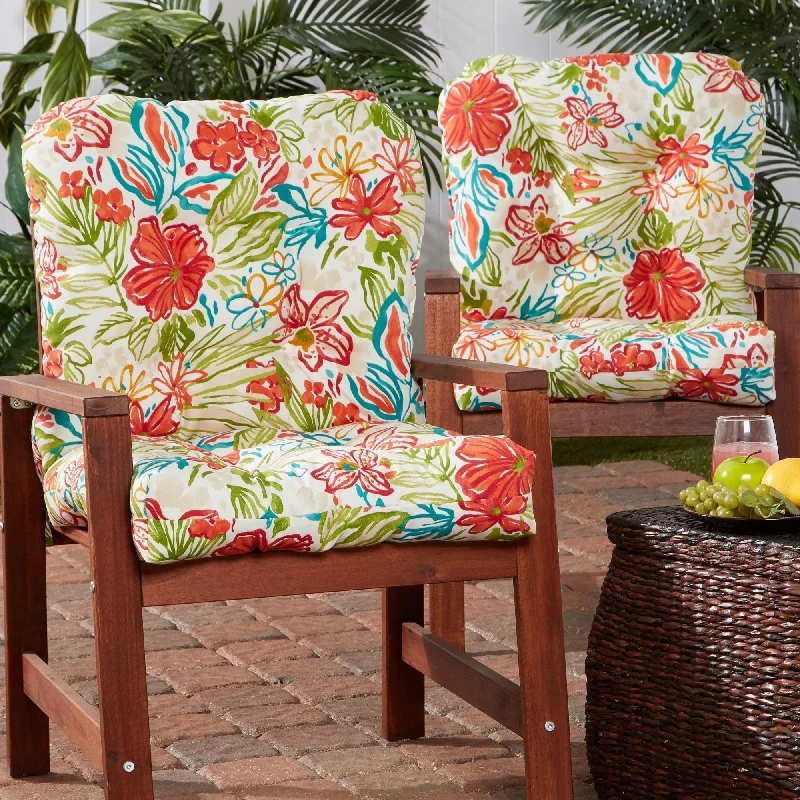 Breeze Floral 21 x 42-inch Outdoor Seat/Back Chair Cushion (Set of 2) (Cushions Only)