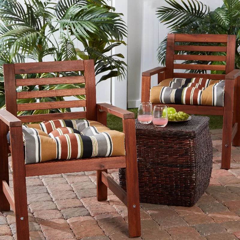 Brick Stripe 20-inch Outdoor Dining Seat Cushion (Set of 2)