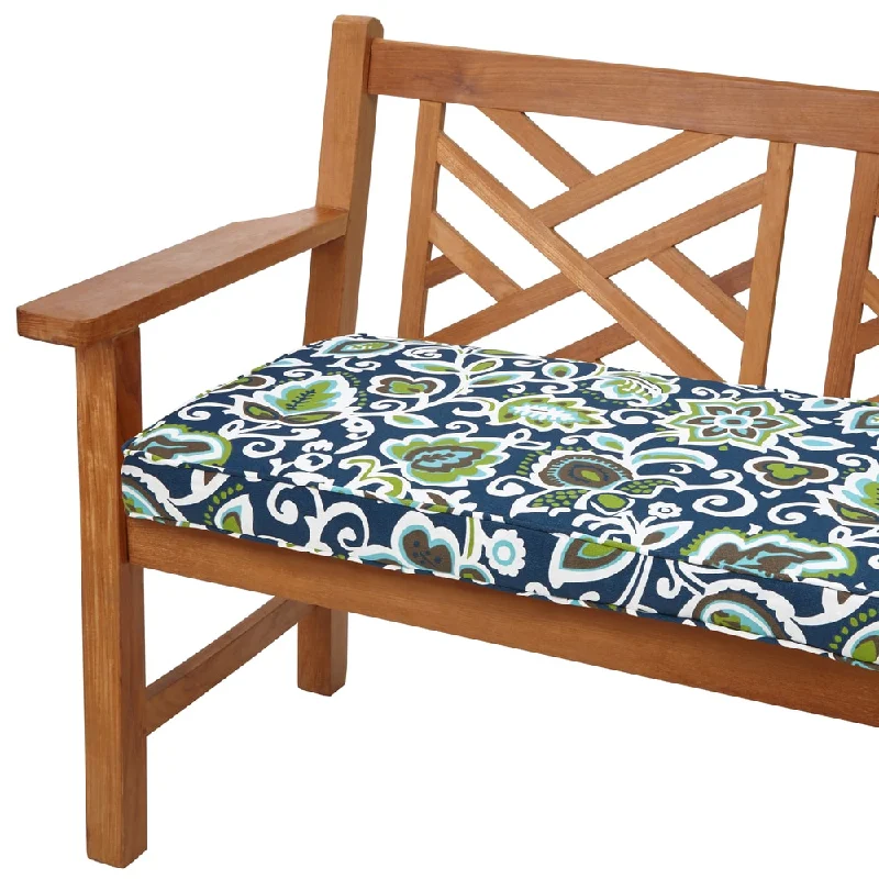 Butler Floral Navy Indoor/ Outdoor Corded Bench Cushion by Havenside Home