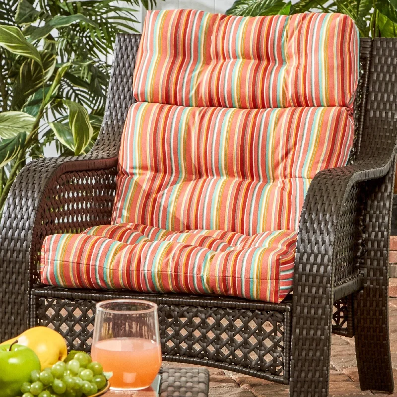 Coastal Stripe 22-inch x 44-inch Outdoor High Back Chair Cushion (Cushion Only)