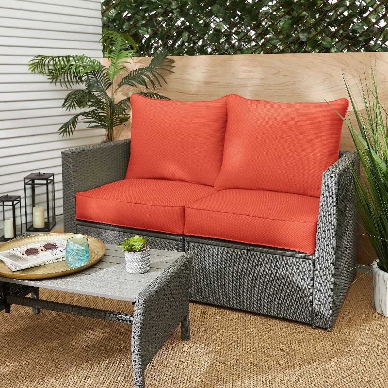 Coral Corded Indoor/ Outdoor Deep Seating Loveseat Pillow and Cushion Set