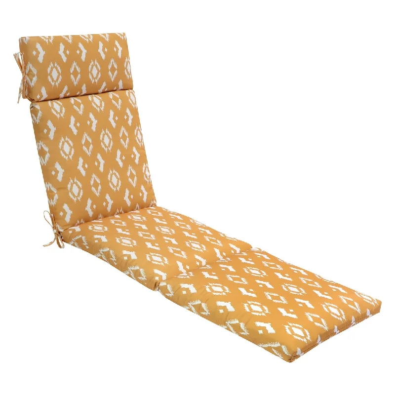 Decor Therapy Outdoor Patio Chaise Cushion in Honey Yellow Diamond Geo