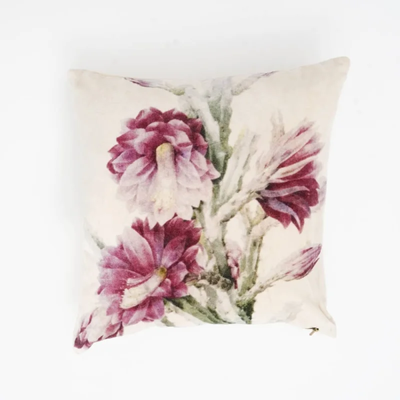 Expobazaar Floral Printed Cotton Velvet Cushion 18"x18" - Luxurious Comfort with Artistic Flair