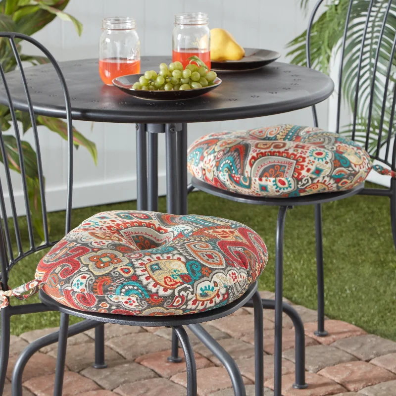 Greendale Home Fashions Global 15-inch Outdoor Bistro Chair Cushion (Set of 2)