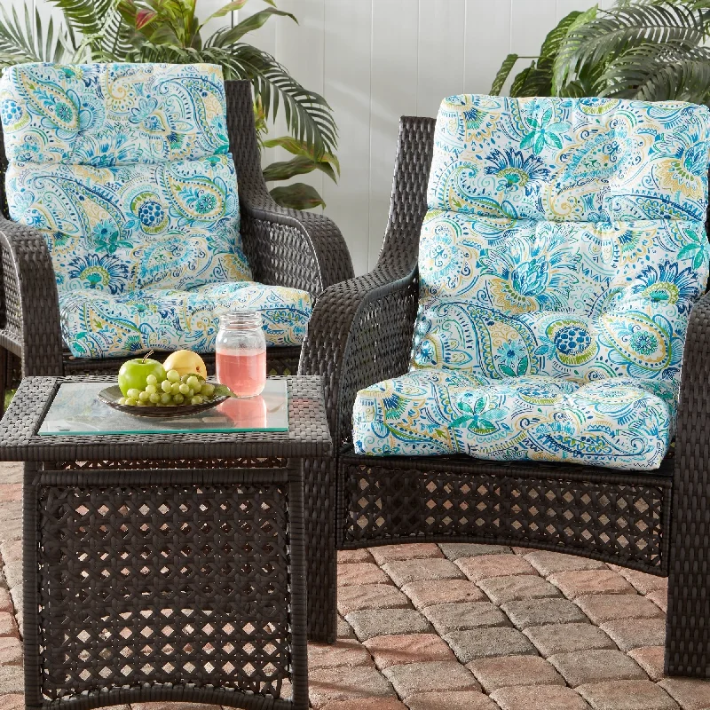 Greendale Painted Paisley 44-in x 22-in Outdoor High Back Chair Cushion (Set of 2) (Cushions Only)