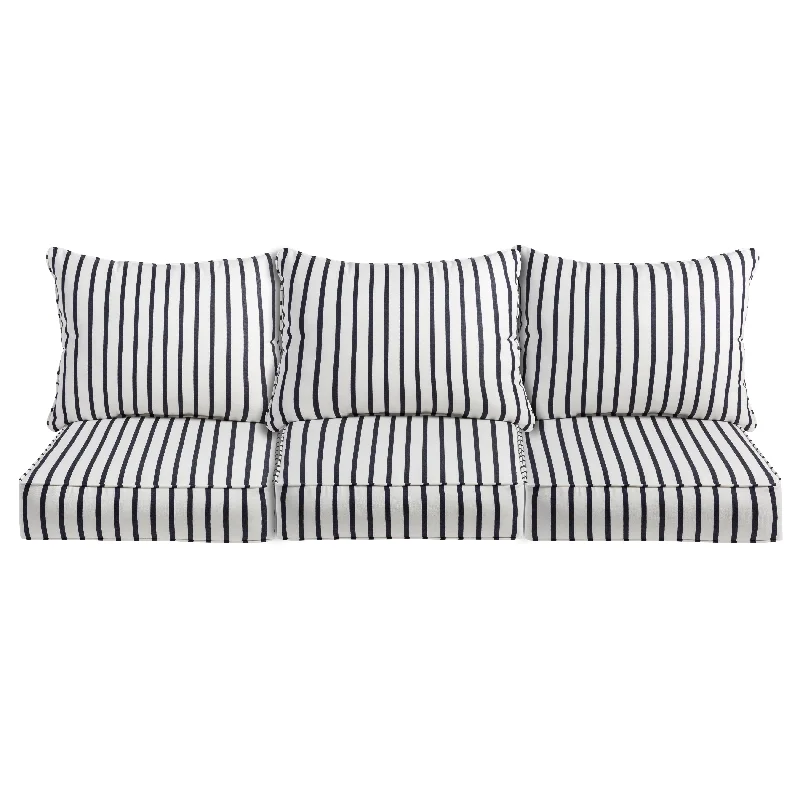 Mabley Sunbrella Lido Indigo Indoor/Outdoor Corded Pillow Sofa Set