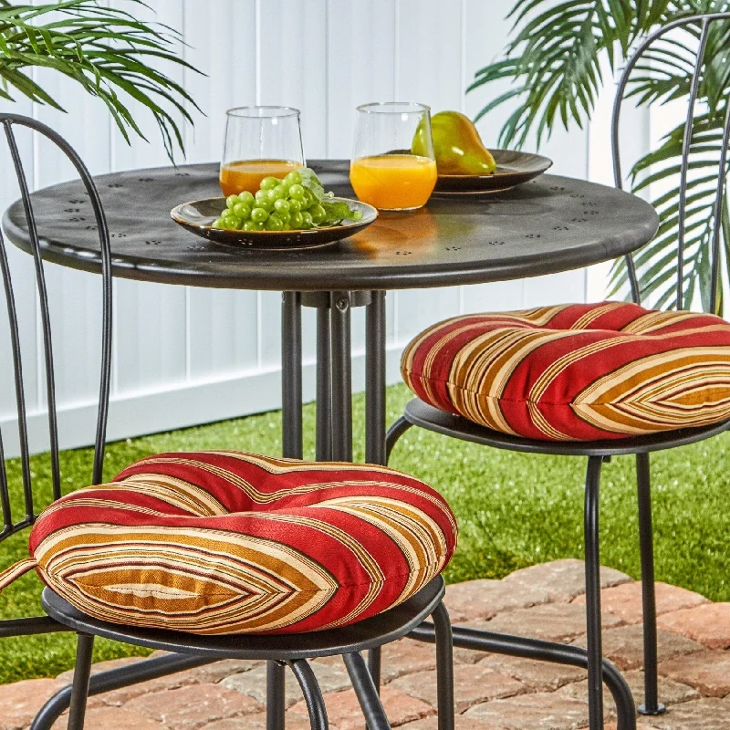 Outdoor 15-inch Roma Stripe Bistro Chair Cushions (Set of 2)