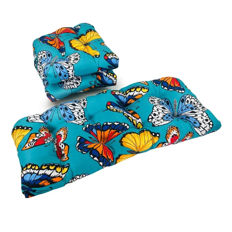 Outdoor Butterfly Garden Turquoise 3 Piece Cushion Set - 19