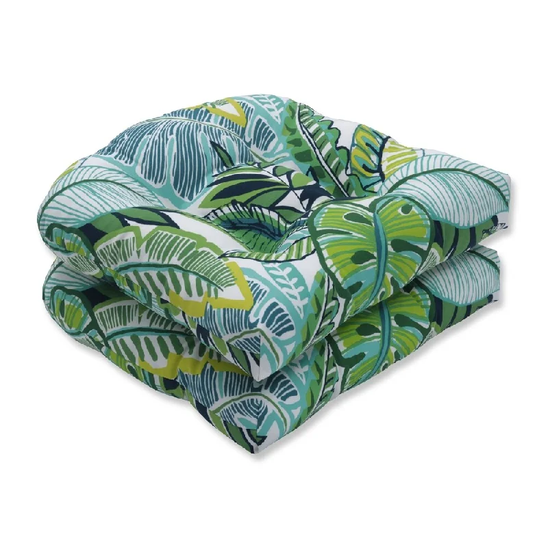 Outdoor/Indoor Aruba Jungle Green Wicker Seat Cushion (Set of 2)