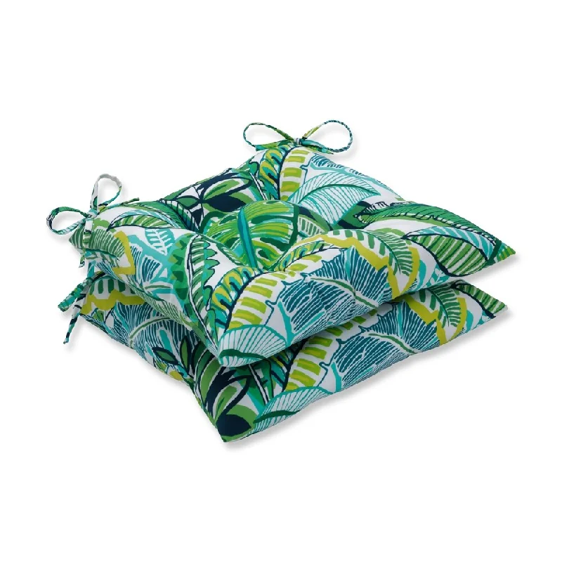 Outdoor/Indoor Aruba Jungle Green Wrought Iron Seat Cushion (Set of 2)