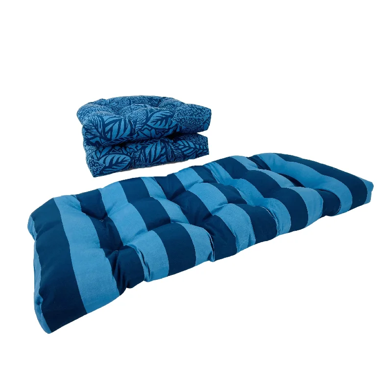 Outdoor Maven Preview Capri Blue 3 Piece Cushion Set - 19" x 44" x 3.5"H