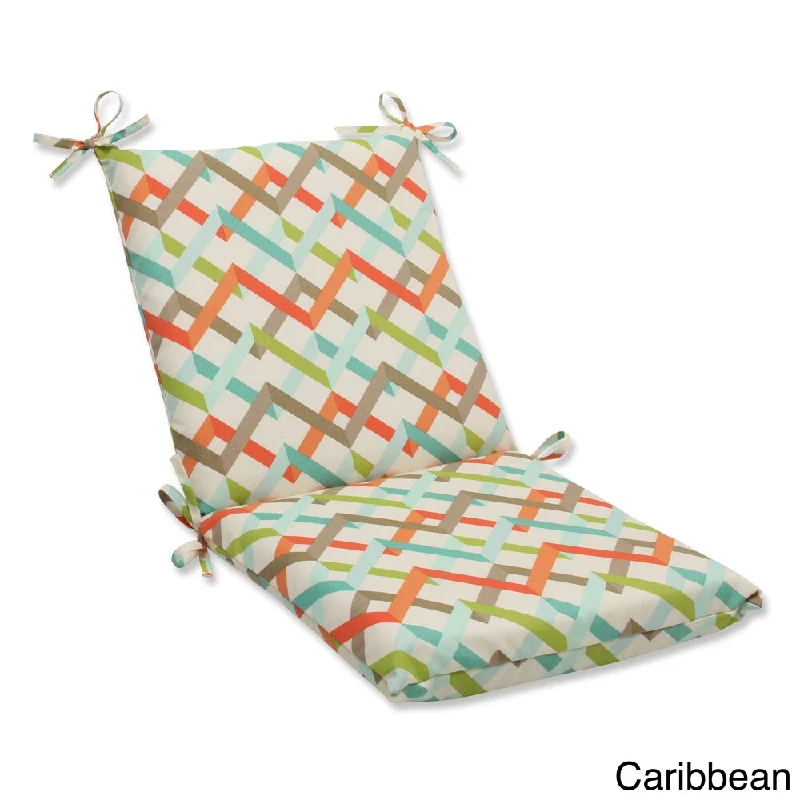 Outdoor Parallel Play Squared Corners Geometric Chair Cushion with Ties