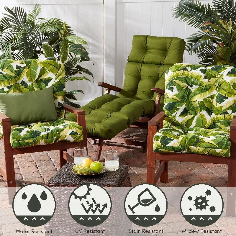 Palm Leaves 21 x 42-inch Outdoor Seat/Back Chair Cushion (Set of 2) (Cushions Only)