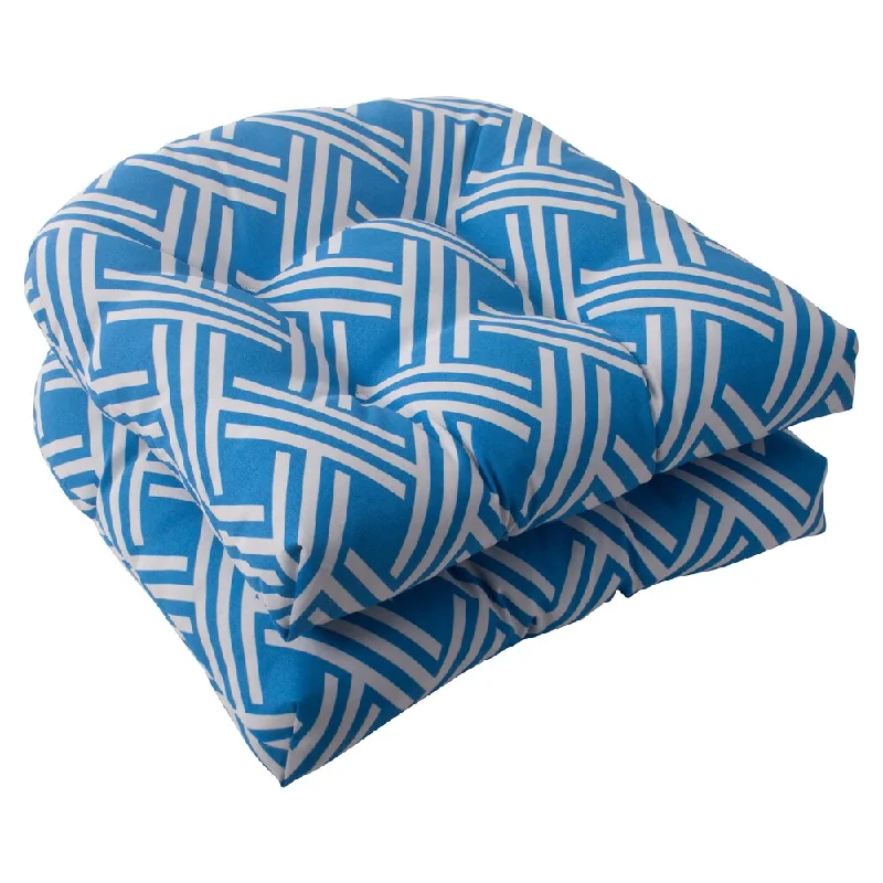 Pillow Perfect Carib Polyester Blue Wicker Outdoor Seat Cushions (Set of 2)