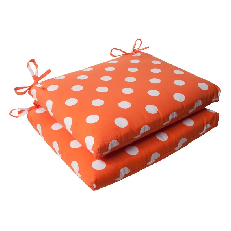 Pillow Perfect Orange Polka Dot Indoor/ Outdoor Seat Cushions (Set of 2)