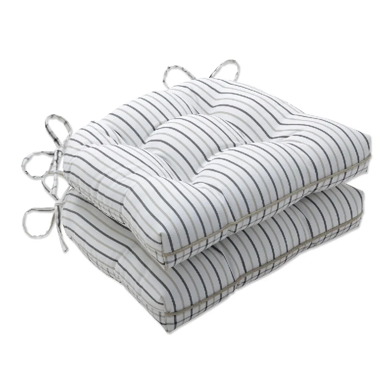 Pillow Perfect Outdoor Austin Birch \Nash Birch Reversible Chair Pad (Set of 2) - 15.5 X 16 X 4 - 15.5 X 16 X 4