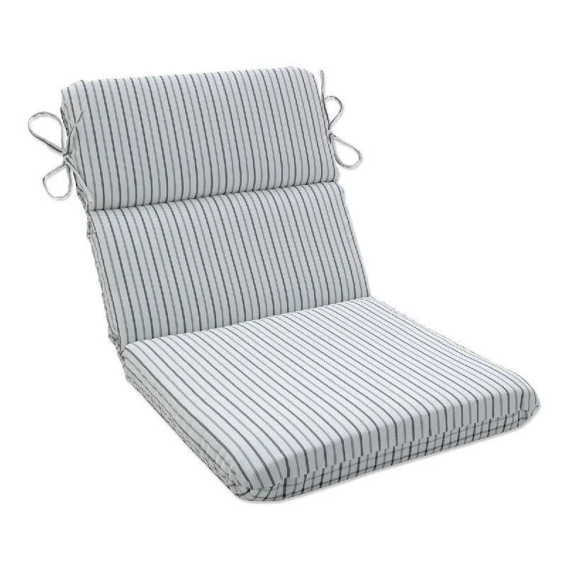 Pillow Perfect Outdoor Austin Pewter\Nash Pewter Rounded Corners Chair Cushion - 40.5 X 21 X 3 - 40.5 X 21 X 3