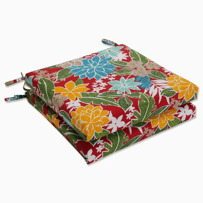 Pillow Perfect Outdoor Bora Cay Red Squared Corners Seat Cushion 20x20x3 (Set of 2) - 20 X 20 X 3 - 20 X 20 X 3