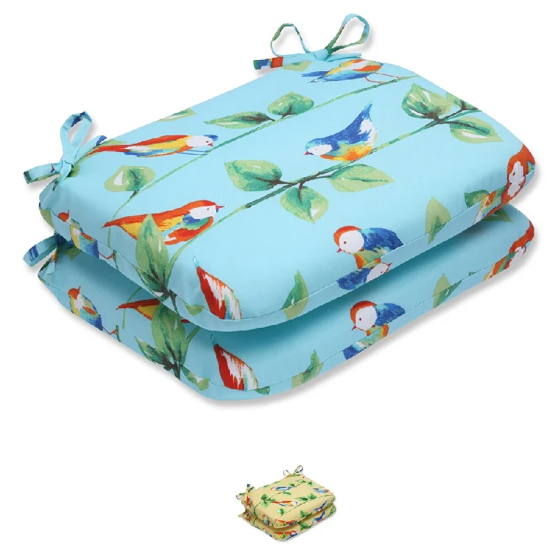 Pillow Perfect Outdoor Curious Bird Rounded Corners Seat Cushion (Set of 2)