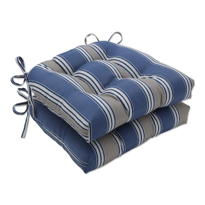 Pillow Perfect Outdoor Hamilton Cadet Reversible Chair Pad (Set of 2) - 15.5 X 16 X 4 - 15.5 X 16 X 4