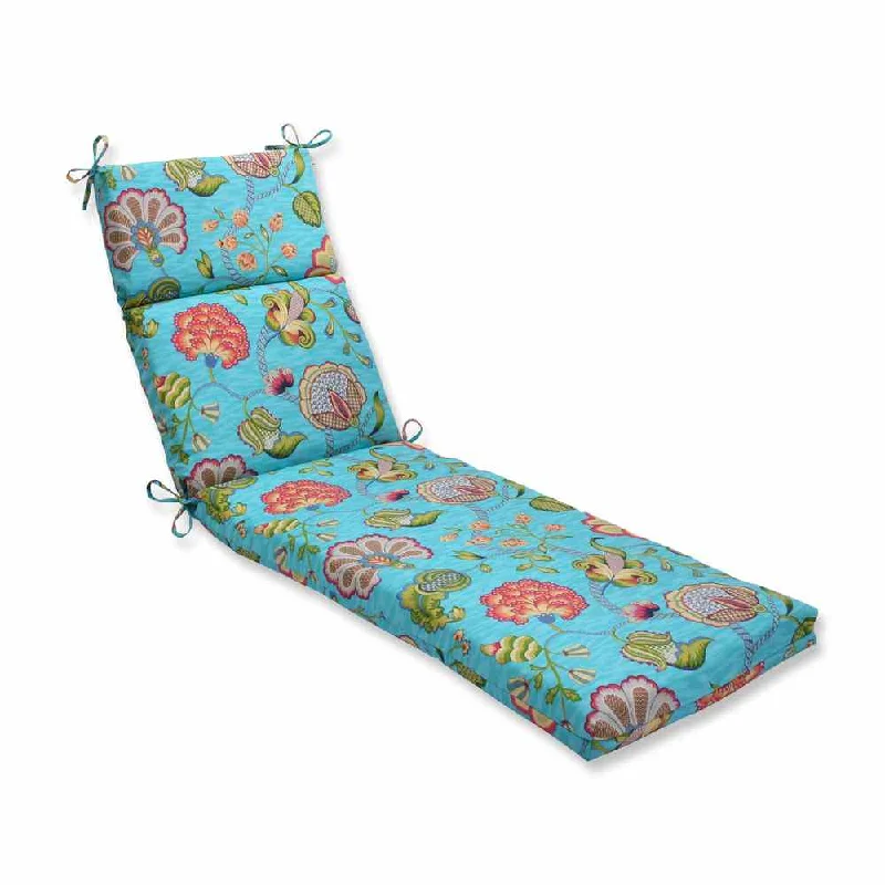 Pillow Perfect Outdoor/ Indoor Arabella Caribbean Blue Chaise Lounge Cushion - 72.5x21x3