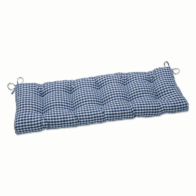 Pillow Perfect Outdoor | Indoor Dawson Lapis Outdoor Tufted Bench Swing Cushion 60 X 18 X 5