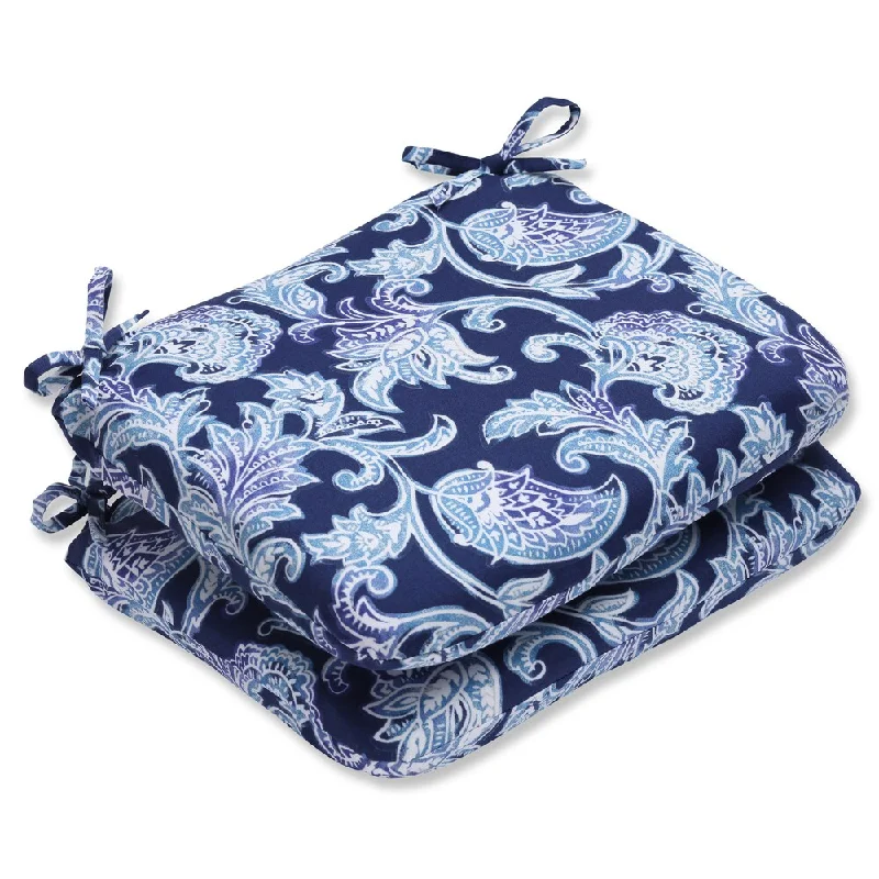 Pillow Perfect Outdoor Lahaye Indigo Rounded Corners Seat Cushion (Set of 2)